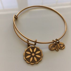 Flower Alex and Ani charm bracelet - gold color